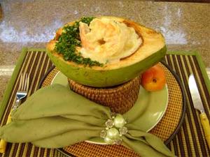 Receita de Camarão com nectarinas e coco verde