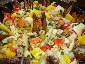 Receita de Salada morna de frutos do mar